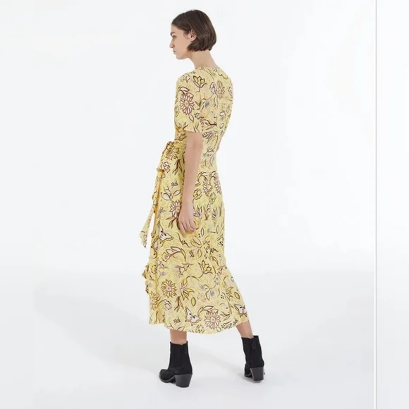 The‎ Kooples Yellow Tiered Wrap Sundress Sz MED - Picture 14 of 14